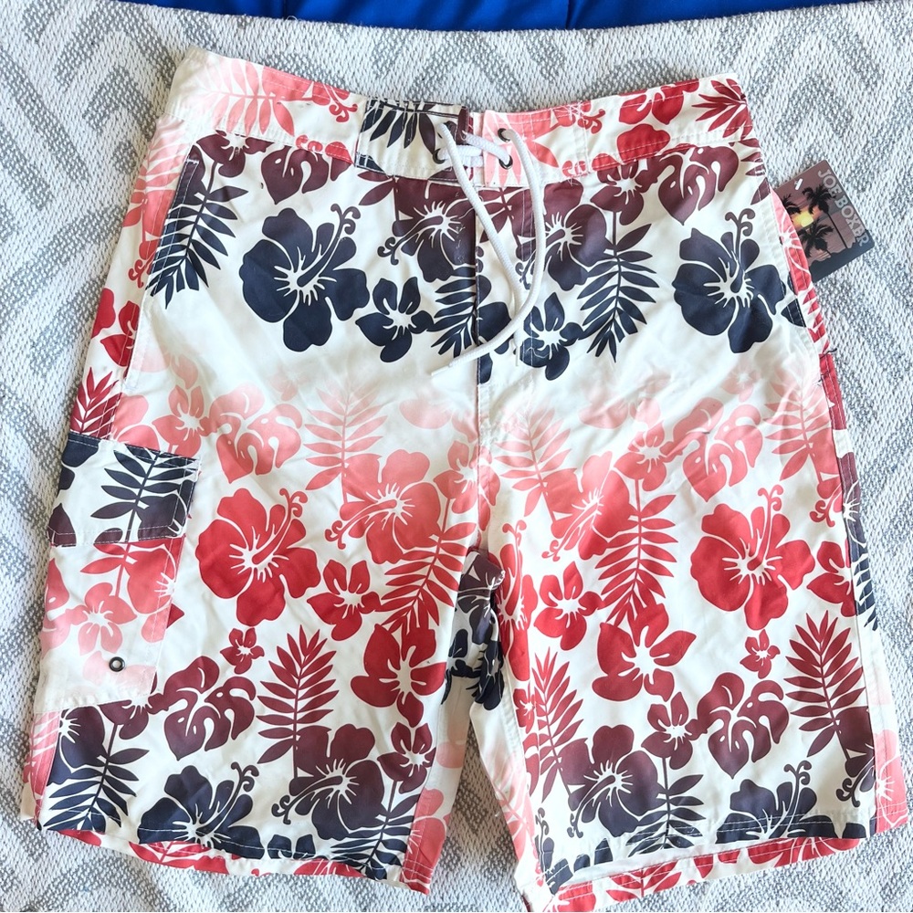JOE BOXER Men’s Print Hibiscus Swim Shorts Medium NWT